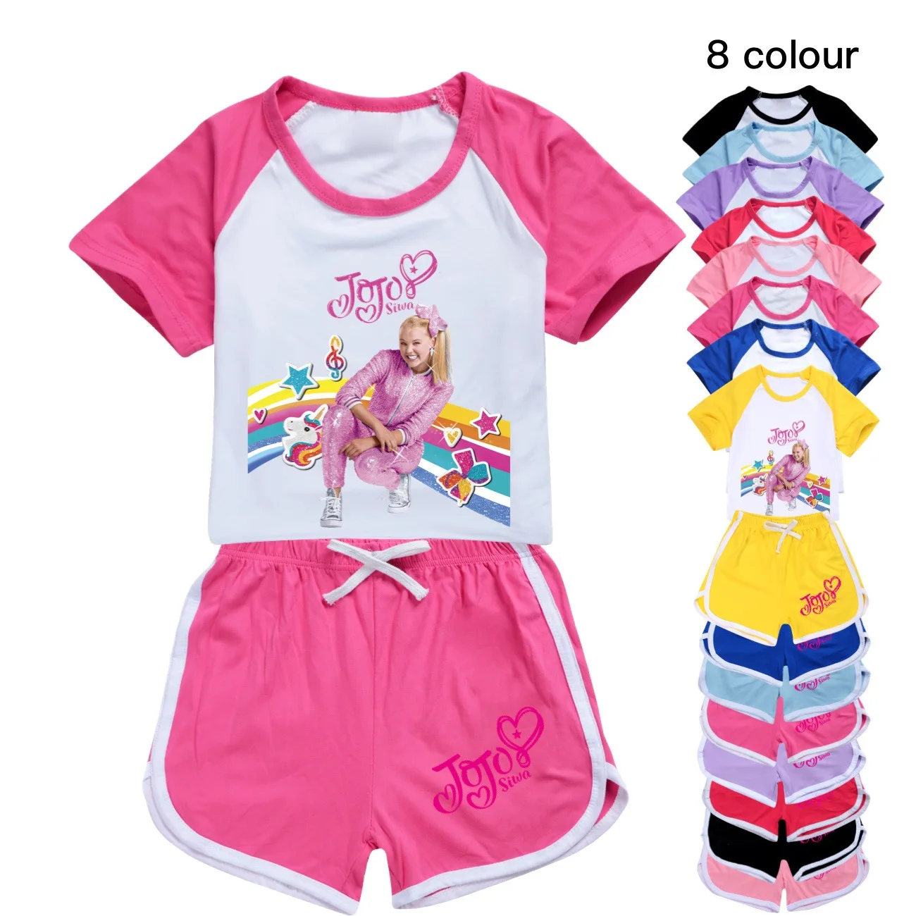 Cute JOJO Siwa Kids Pajamas Cotton Short Sleeve T-shirts+Short Pants 2Pcs/Set Teenager Boys Girls Clothing Children's Tracksuits