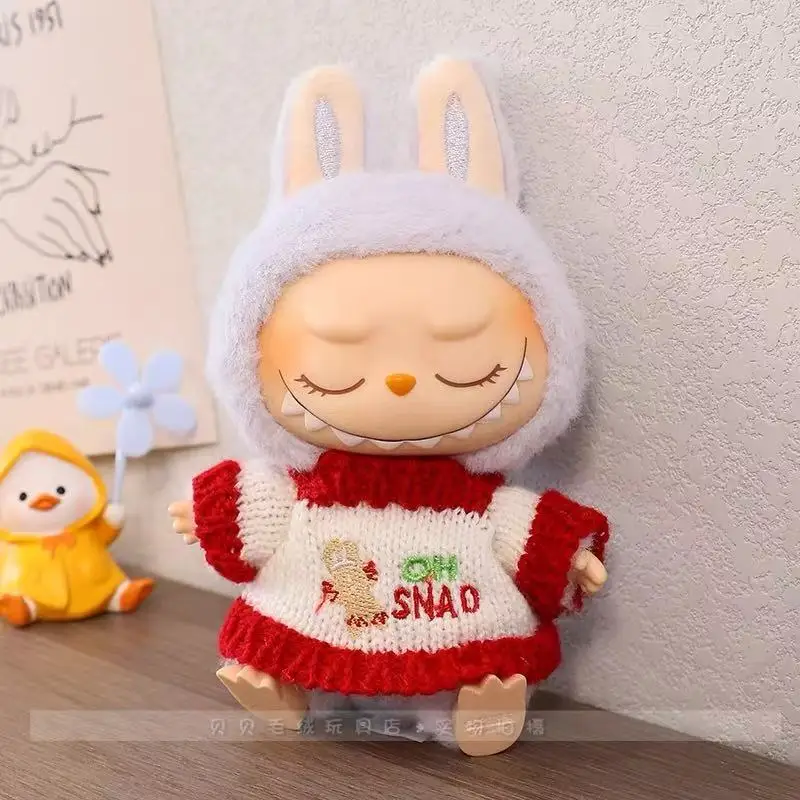 17Cm Mini Pluche Pop Kleding Outfit Accessoires Voor Labubu Idol V1 V2 Kerst Cookie Man Trui Hoed Kleding Nieuwjaar gift