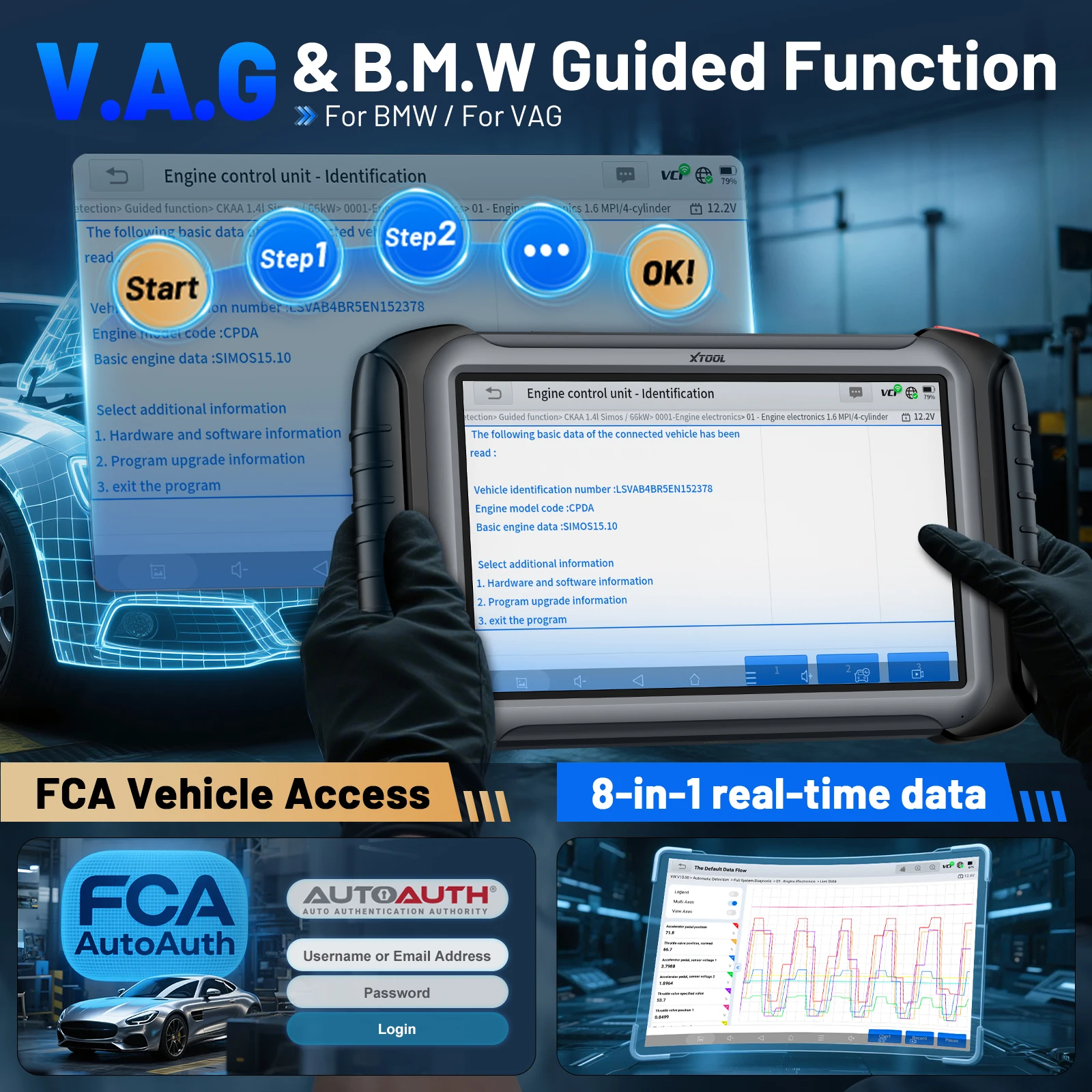 XTOOL InPlus IP919 أداة تشخيص السيارات بلوتوث الماسح الضوئي للسيارات يمكن FD DOIP FCA ECU الترميز مفتاح برمجة طوبولوجيا 51 إعادة تعيين