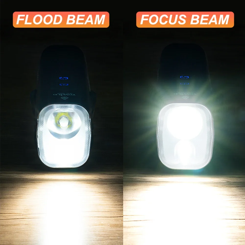 TOWILD Bicycle Light 1200LM/1500LM Focus/Flood Beam Dual Light Source Smart Bike Front Lights Power Bank Mtb Cycling Headlights