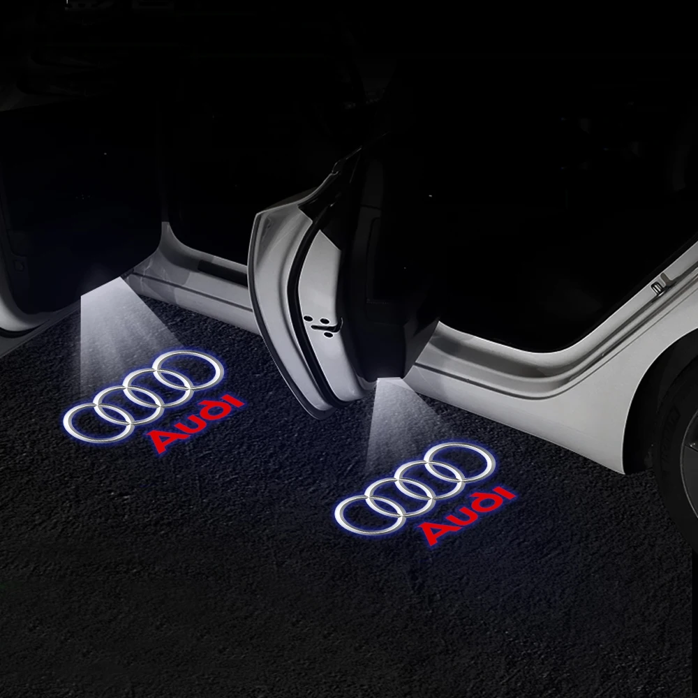 Luz LED de bienvenida para puerta de coche, accesorio de decoración de lámpara de Proyector láser, insignia automática, para Audi A3, A5, A4L, A6L,