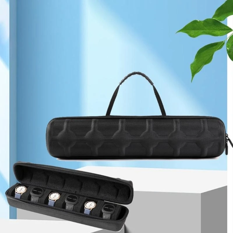 Draagbare 6 slot horloge opbergzakken waterdichte reisdrijftas met zachte voering voor smartwatch polshorloge doos .066a