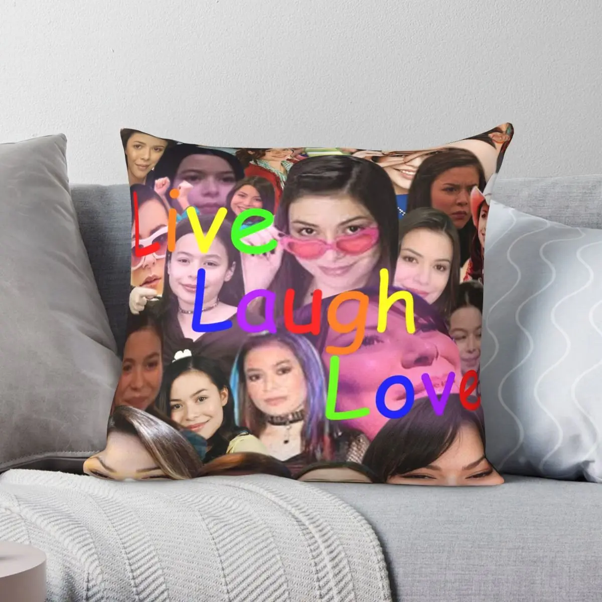 Miranda Cosgrove Pillowcase Polyester Linen Velvet Printed Zip Decor Bed Cushion Cover