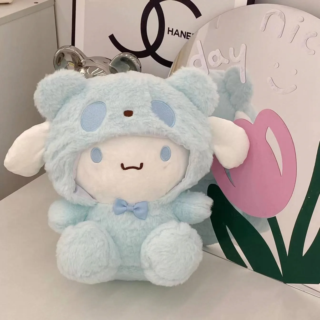 Muñeco de peluche de oso blanco para niños, juguete de peluche, perro Kuromi Pacha, Sanrio, Cinnamoroll, regalo de cumpleaños