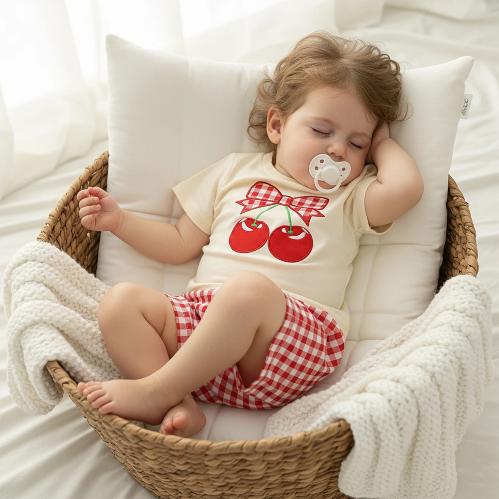 2 قطع طفل رضيع الفتيات ملابس الصيف قصيرة الأكمام طاقم الرقبة خطابات التطريز قمم ومرونة الخصر منقوشة السراويل مجموعة