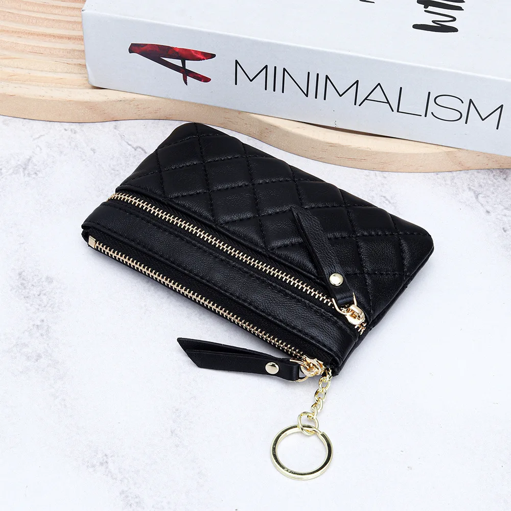 Luxury Brand Genuine Leather Wallet Card Wallet Woman Fashion Credit Card Holder Quilted Coin Purse Casual Coins Key Storage Bag