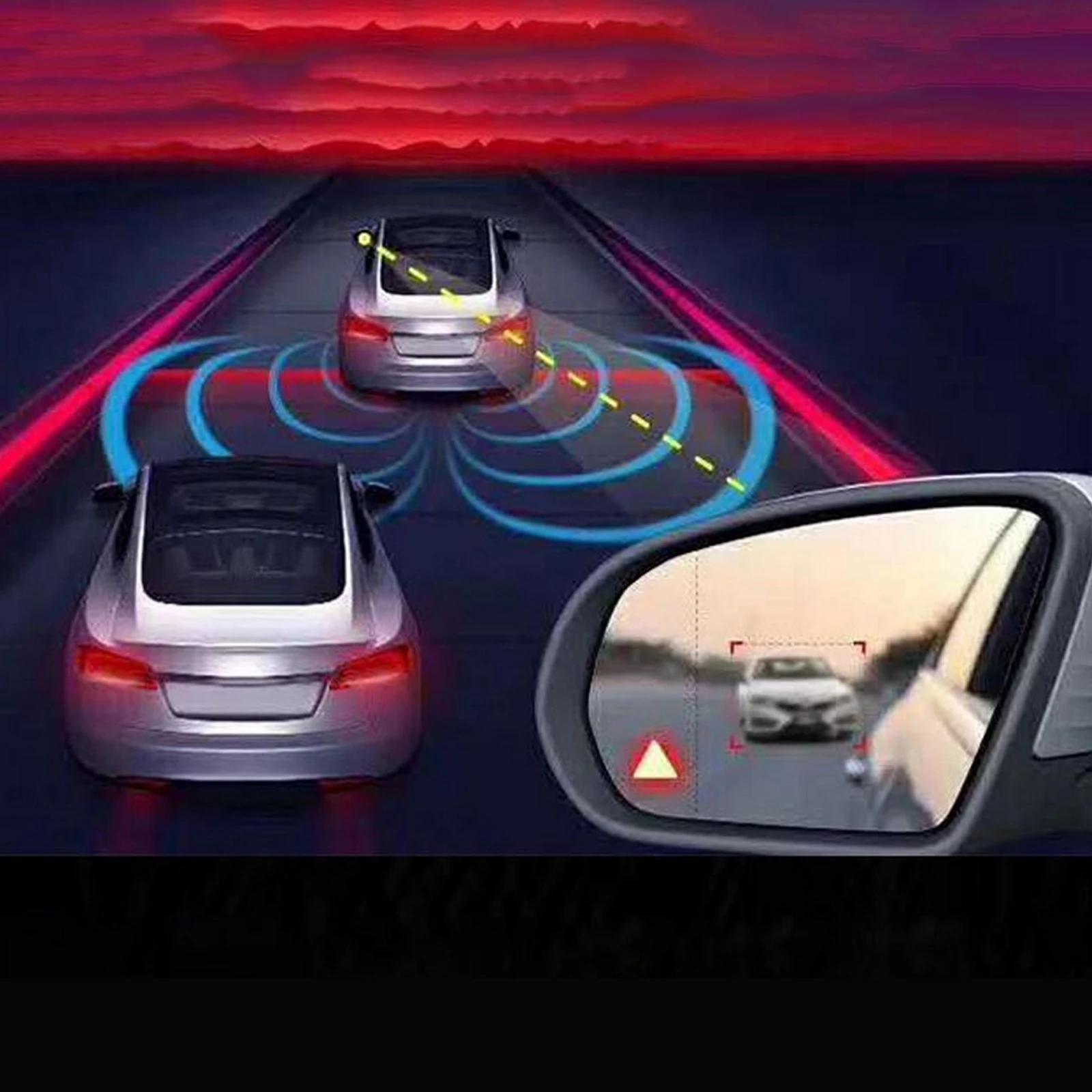 Car Blind Spot Detection System BSD Lens Light Distance Assist Lane Changing Tool Mirror Radar Detection System Safety Driving