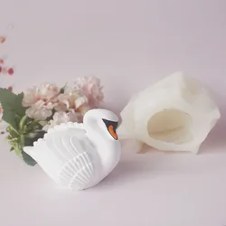 3D Elegant White Swan Silicone Mold Decoration Animal Handmade Gypsum Candle Molds Ornaments Wedding Handicraft Household Items