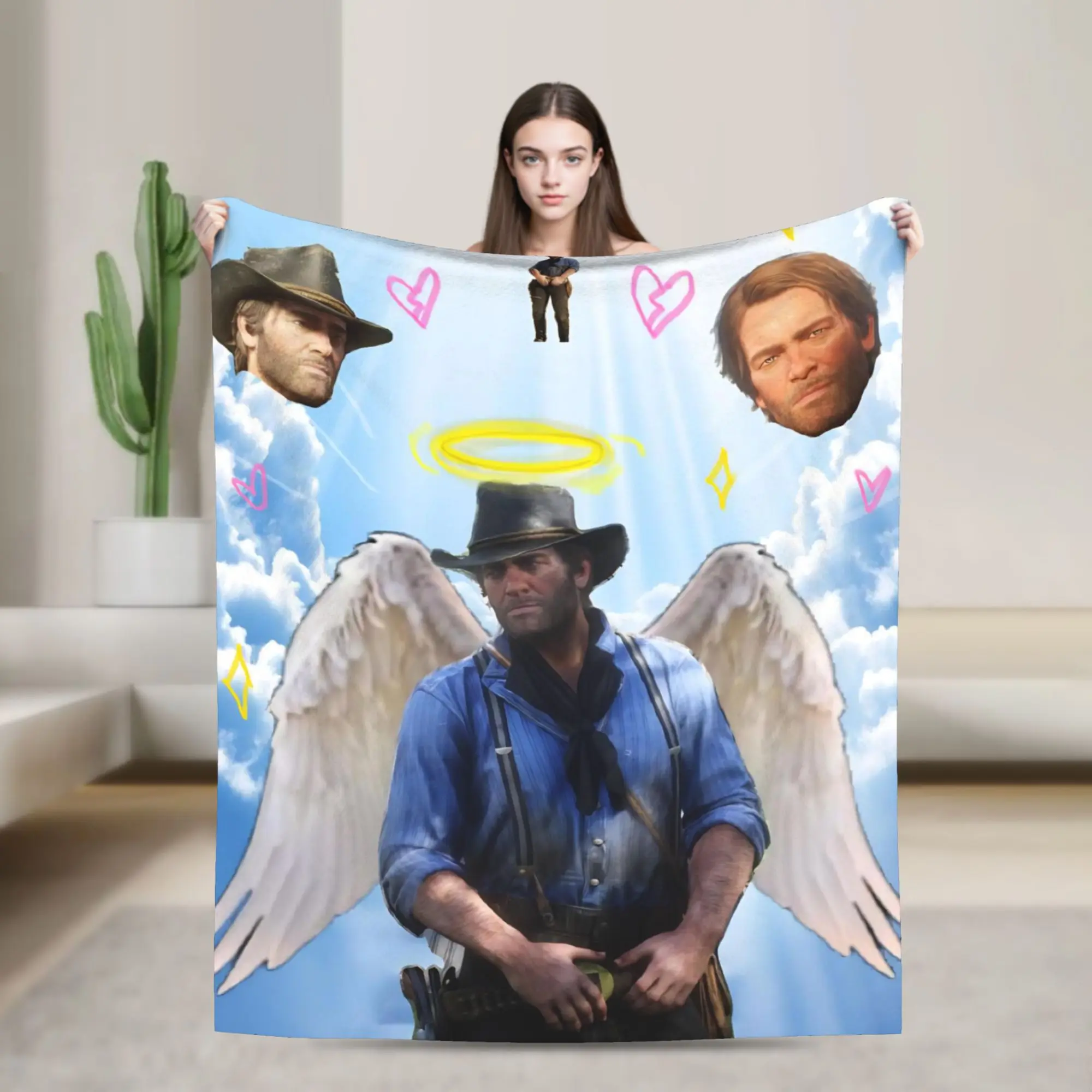 Arthur Morgan Red Dead Redemption Flannel Blanket  Warm Throw Blanket for Bedroom Picnic Pattern Bedspread Sofa Bed Cover