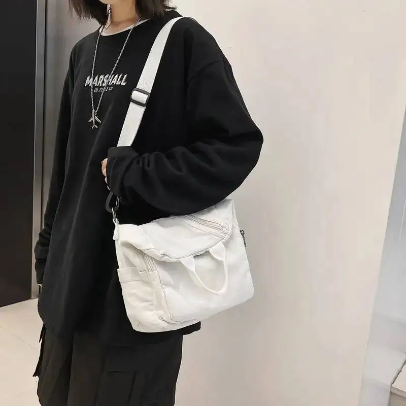 Y2k Students Grunge Simple Solid Backpack Preppy Vintage Fashion Casual Schoolbags All Match Trendy Streetwear Backpacks Korean