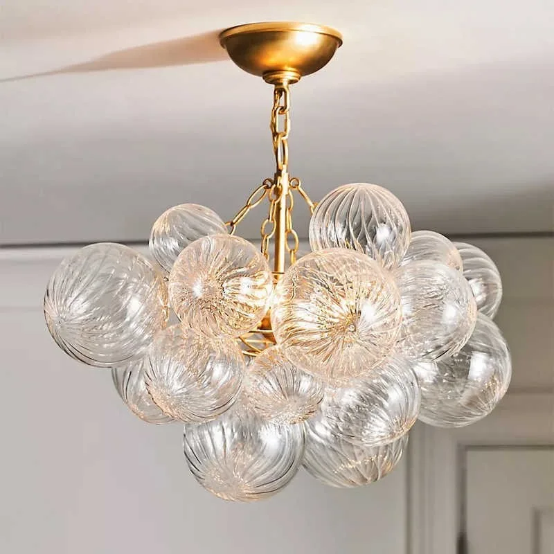 

French Retro Bubble Glass Pendant Lights Creative Villa Living Room Restaurant Cafe Bar Designer Cloth Shop Lighting Luminaires