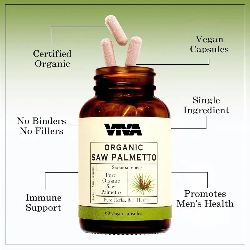 Organic Saw Palm Capsules | 1000mg per serving | 60 capsules of organic vegan
