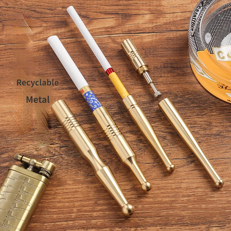 

1PC Old-fashioned Copper Cigarette Holder for 6mm 8mm All Brass Suitable for Recycling Smoking filter Smoke Gadgets for men