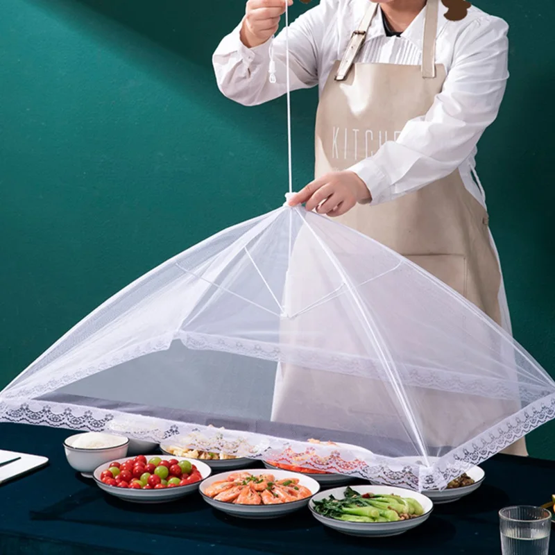 

Foldable Food Mesh Cover Fly Anti Mosquito Pop-Up Food Cover Umbrella Meal Vegetable Fruit Breathable Cover Kitchen Accessories