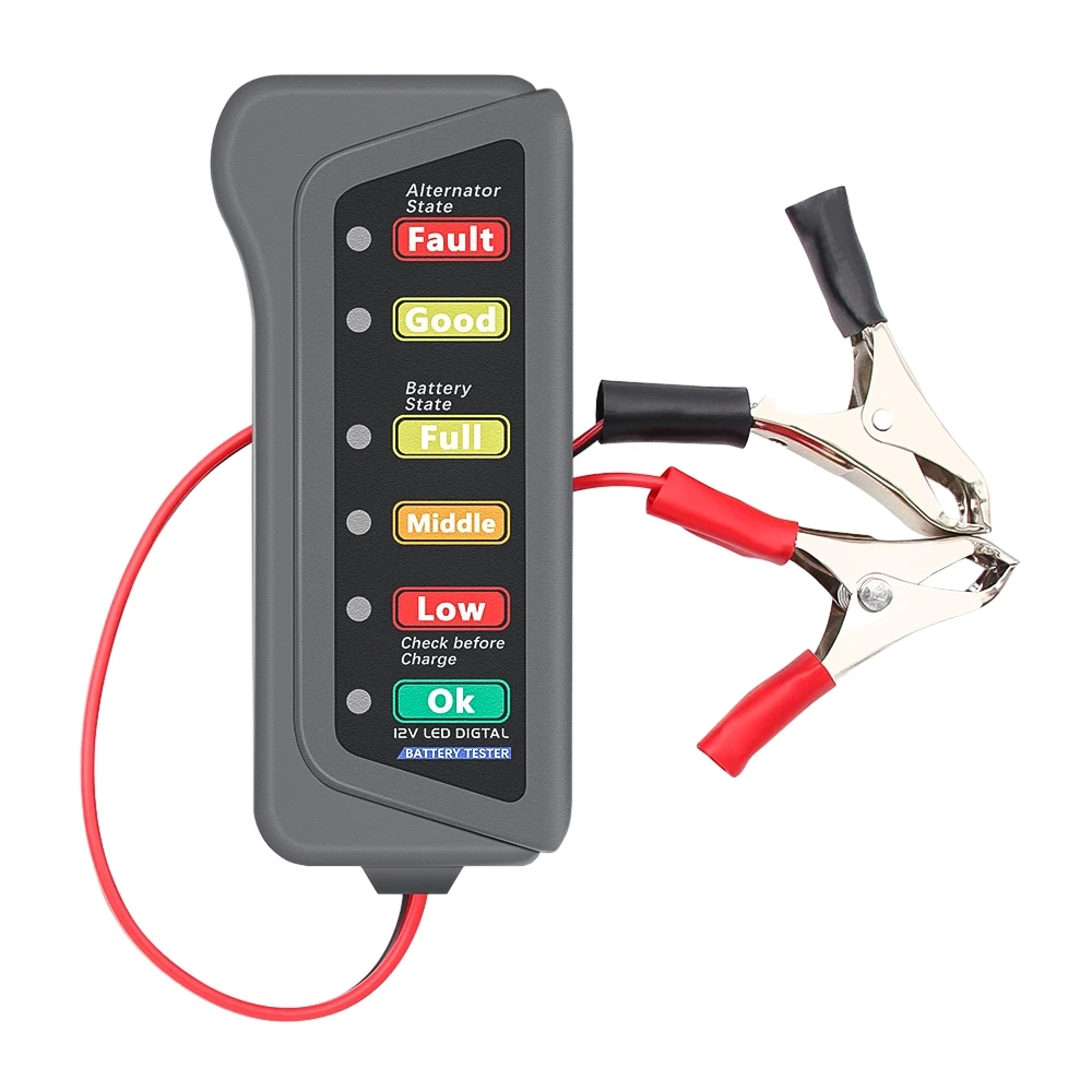 

Automobile Motorcycle Battery Tester ABS Red Yellow Green Display 12V Battery Level Detector