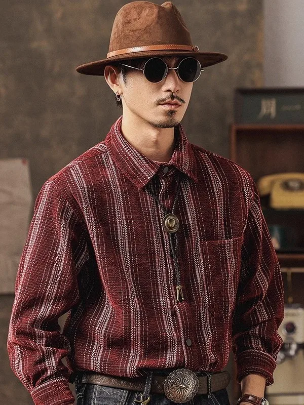

Loose Fit Men's Casual Striped Long Sve irt Breathable Comfortable Youth Trend Spring Autumn American Sle Faionable ...