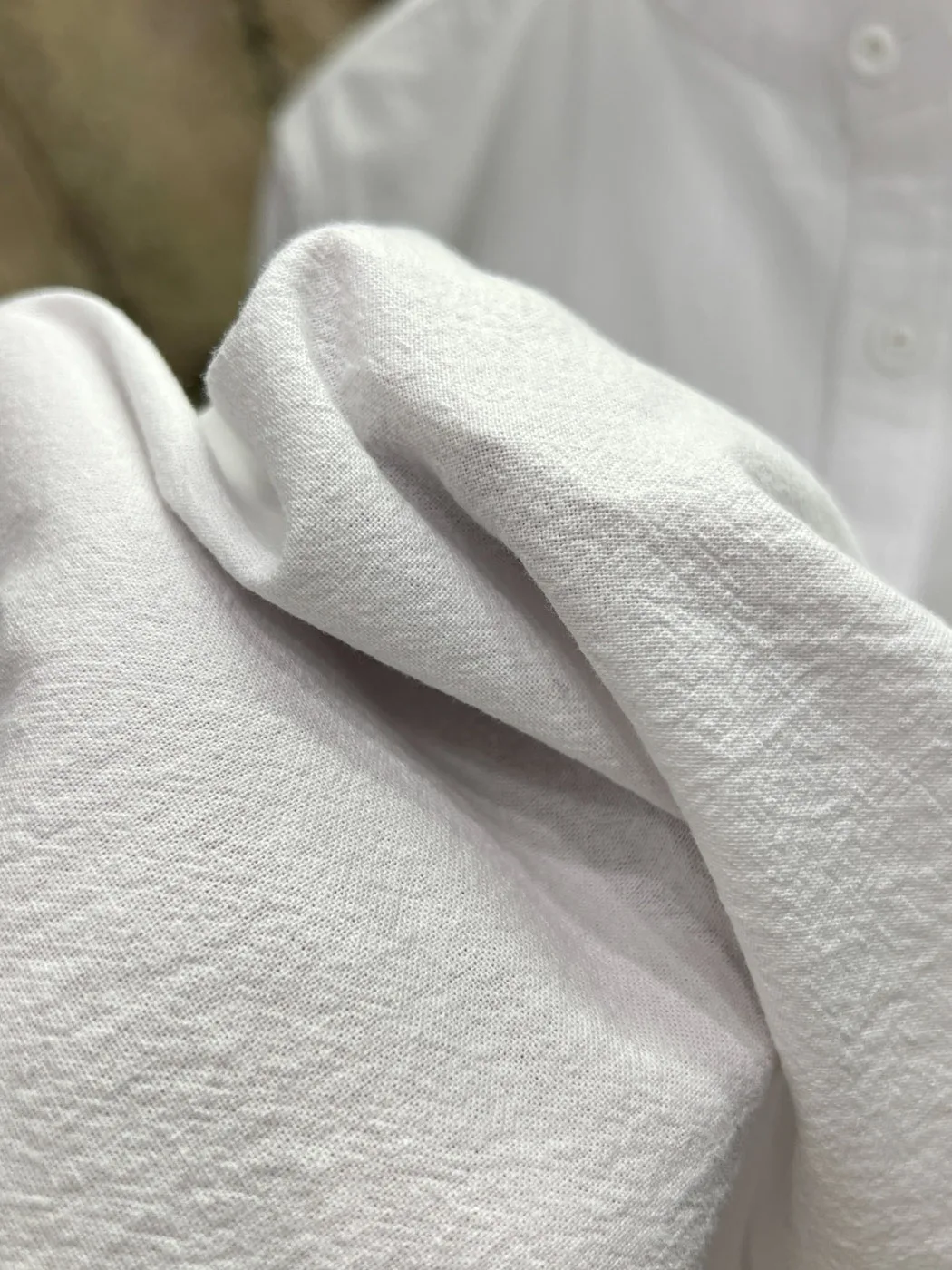  Washed Cotton Shirt for Men Skin-friendly Breathable Small Stand Collar Commute Casual Style Long Sleeve Pure Color