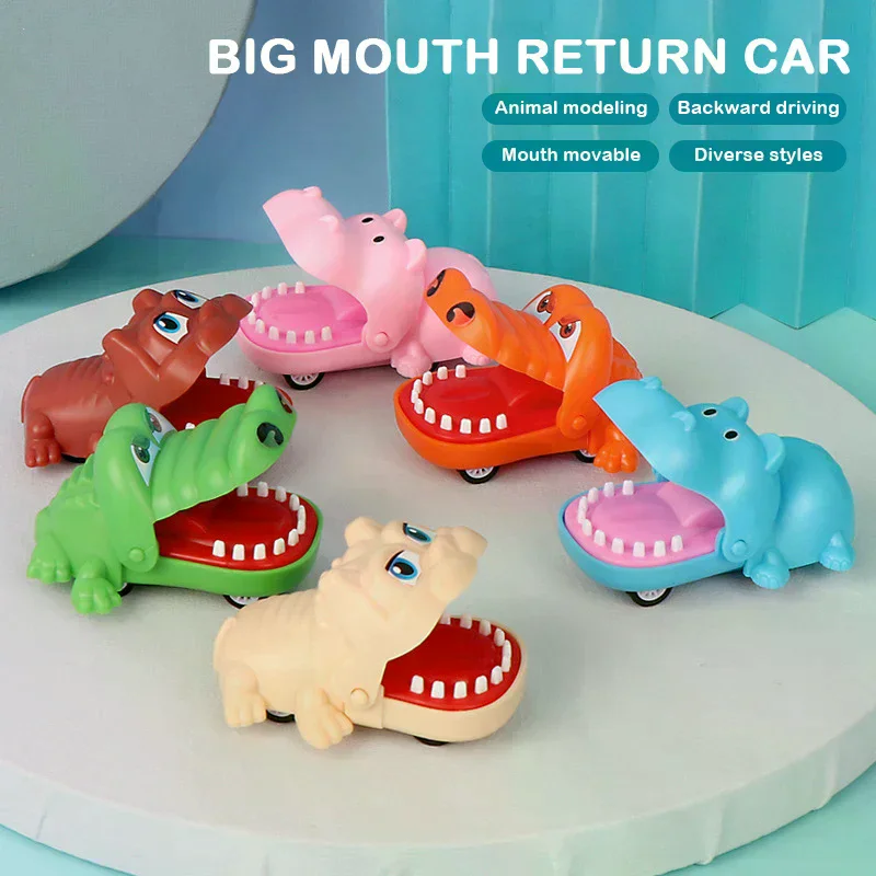 Biting Crocodile Pull Back Car Toy Cartoon Animal Press Teeth Interactive Finger Game Novelty Play Toy