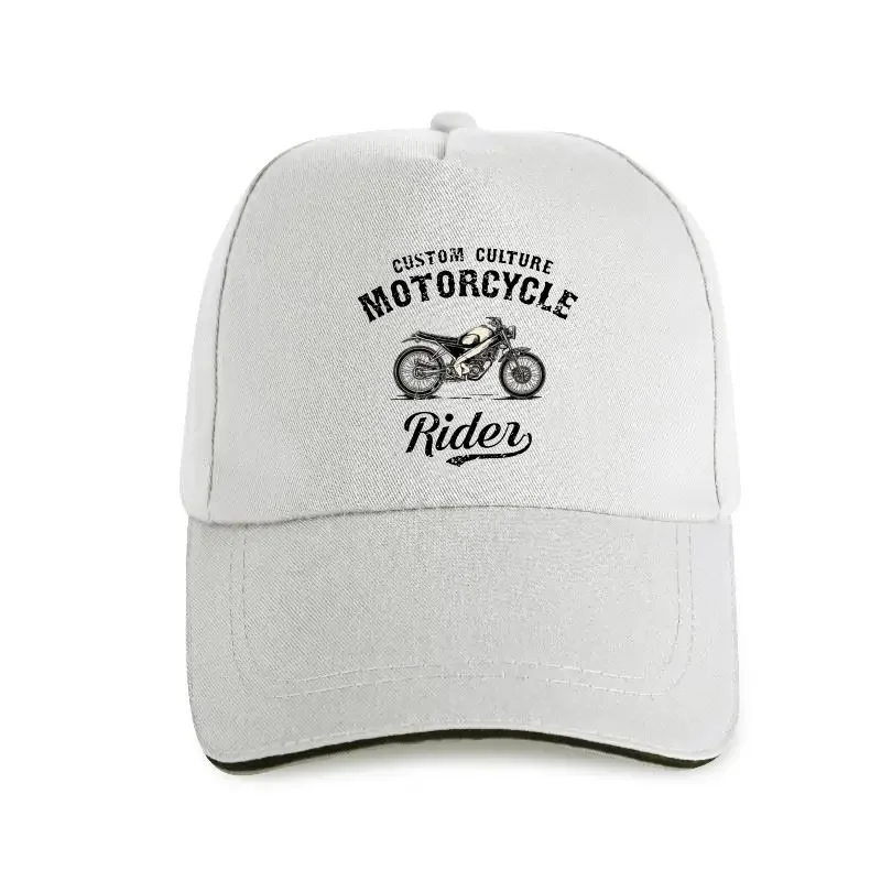 2022 Cap Hat   Summer Men Baseball Cap Custom Culture Motorcycle Rider Design Funny Moto Print Boy Casual Tops Vintage White T