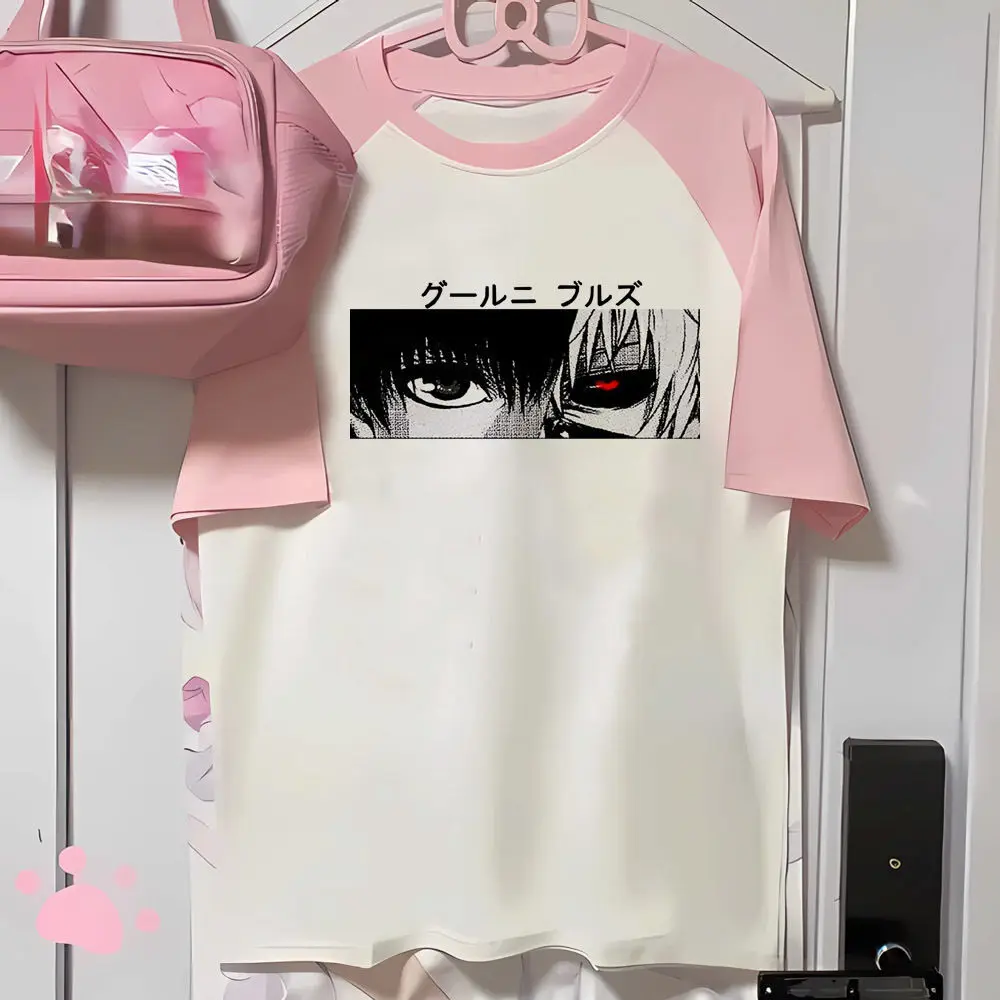 Tokyo Ghoul top tees girl Grunge Y2k Graphic streetwear 80s graphic shirt Digital Gothic anime Graphic korean clothes