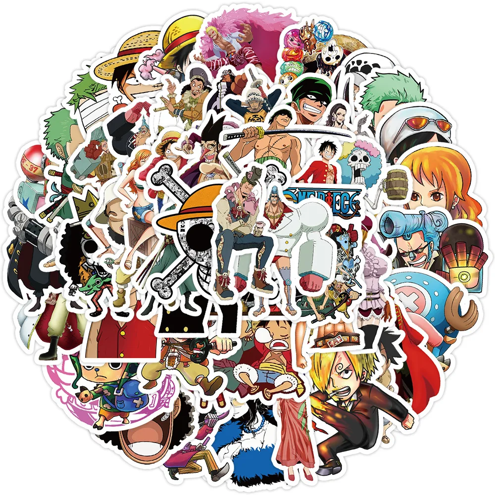 

10/50PCS New One Piece Anime Graffiti Stickers Funny Luffy Cartoon Decal Notebook Phone Guitar Skateboard Cup Classic Kid Toys