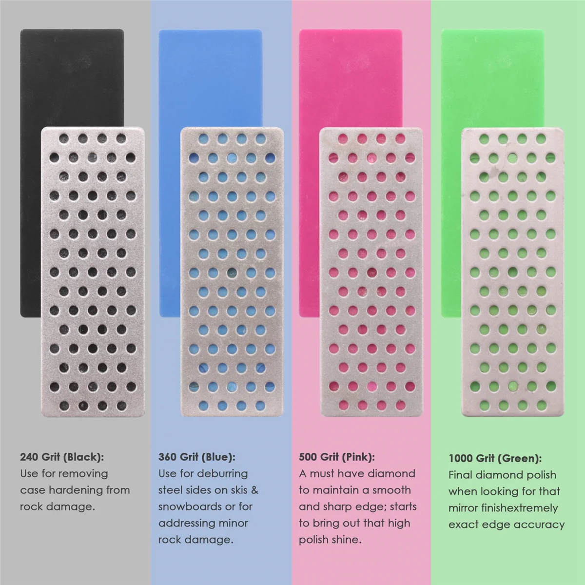 AA84 4 قطعة مجموعة الماس شحذ الحجر المحمولة للتزلج على الجليد على الجليد حواف التزلج التزلج اكسسوارات سكين مبراة