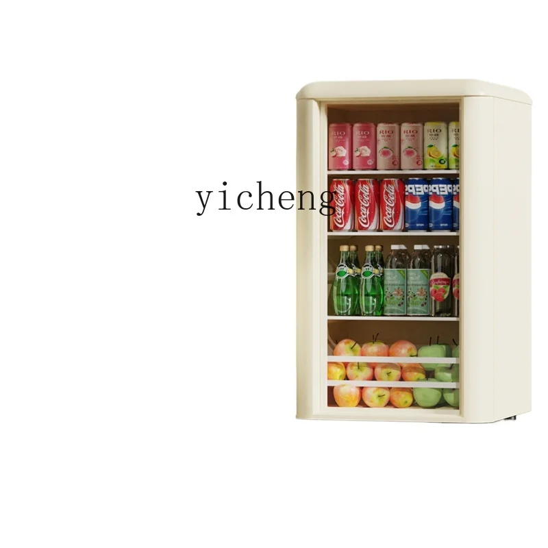

ZC household small retro refrigerator living room office transparent refrigerator fresh-keeping beverage wine