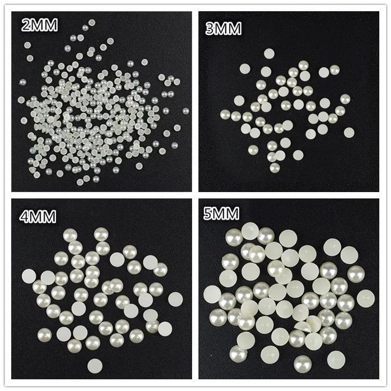 

2mm/3mm/4mm/5mm/6mm DIY Half Round Flat Back Beads ABS Imitation Pearls Decoration Phone Nail Art Jewelry Manicure Tools