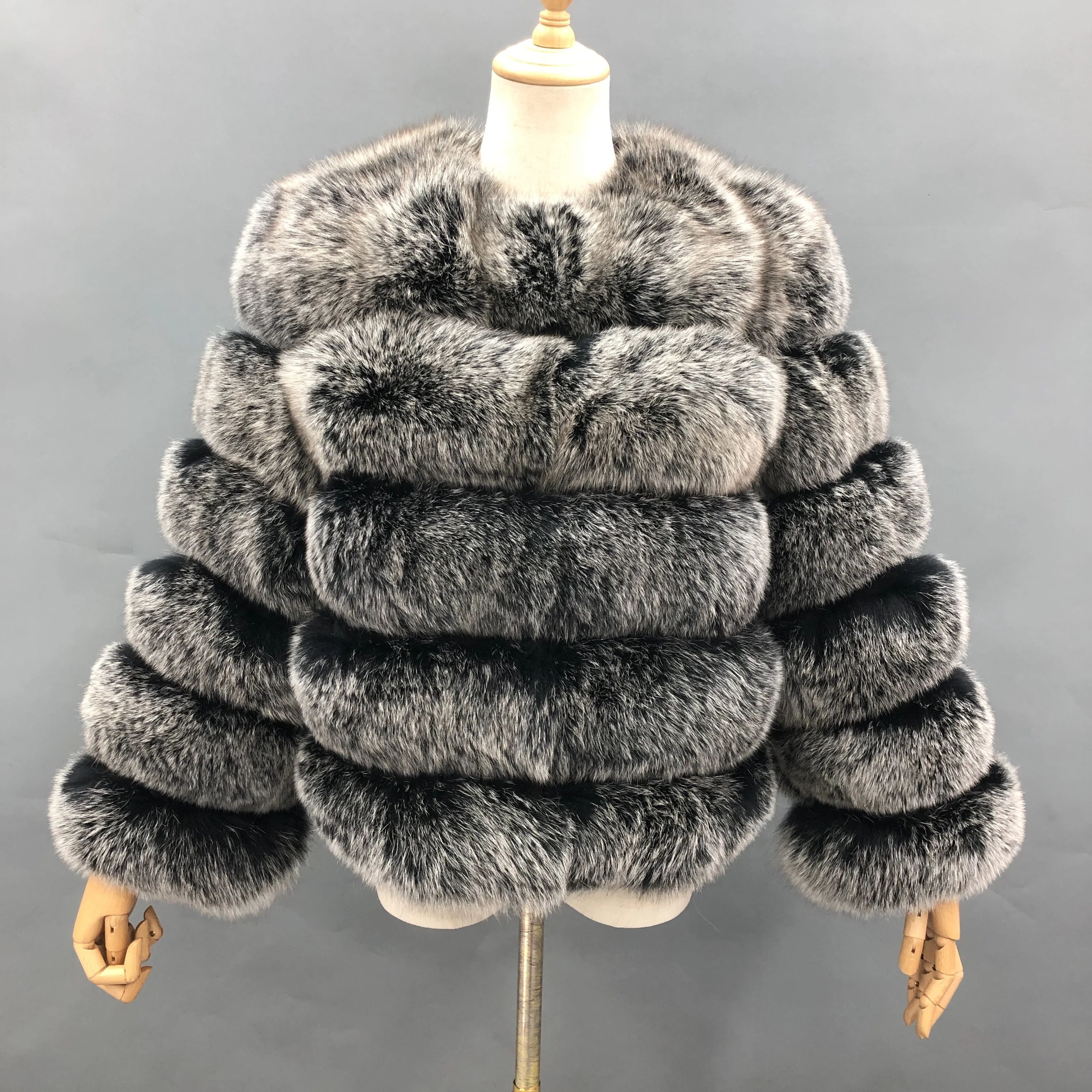 Classic 5 Rows Women Warm Fox Fur Jacket Colorful Jacket Custom Size Available Drop Shipping