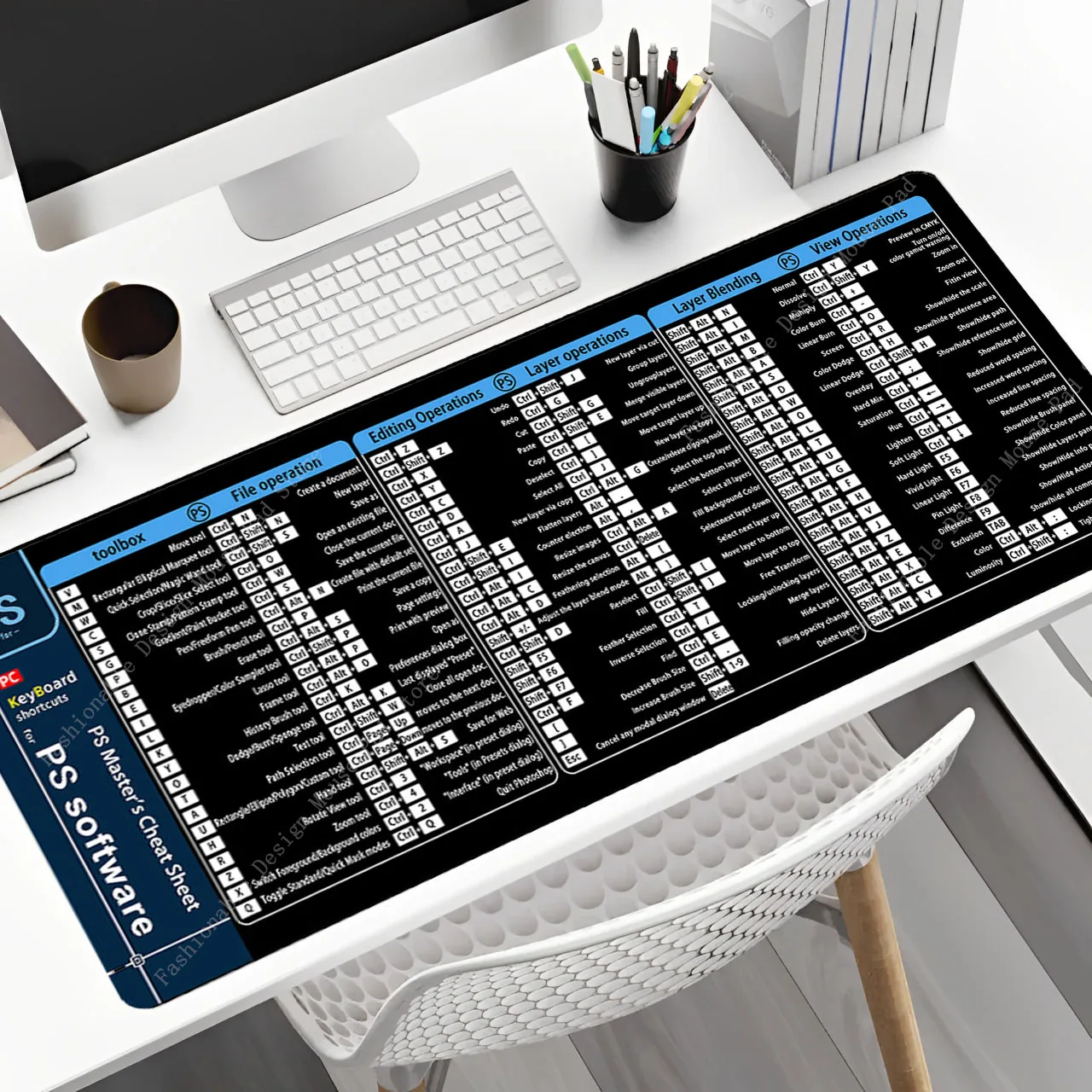 Photoshop Professional Shortcuts Keys Mouse Pad Desk Mat PS Master's Cheat Sheet Mousepad Gaming Office Users Deskpad