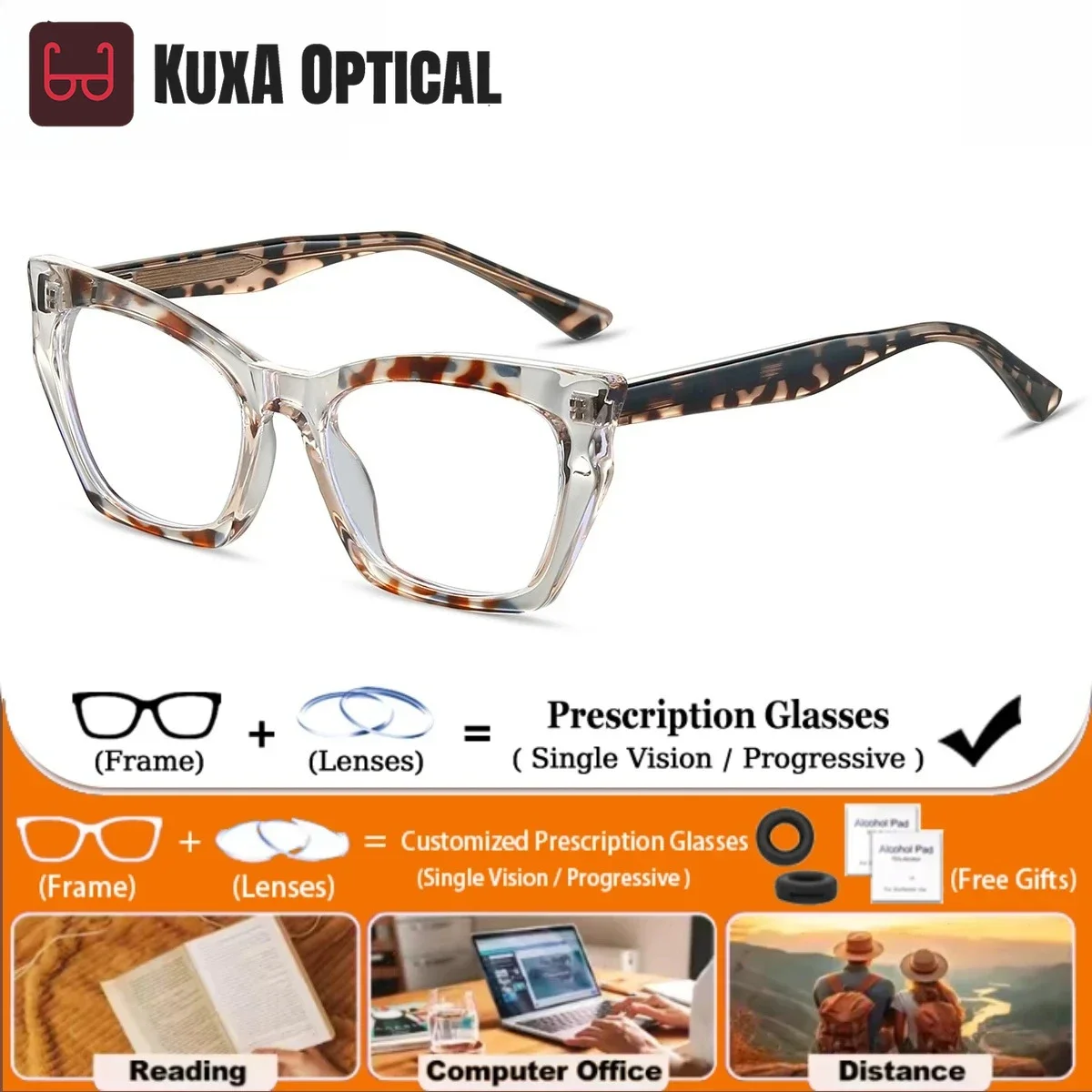 

KUXA анти-синий свет геометрические бабочки очки по рецепту женские модные прогрессивные фотохромные оптические очки для близорукости