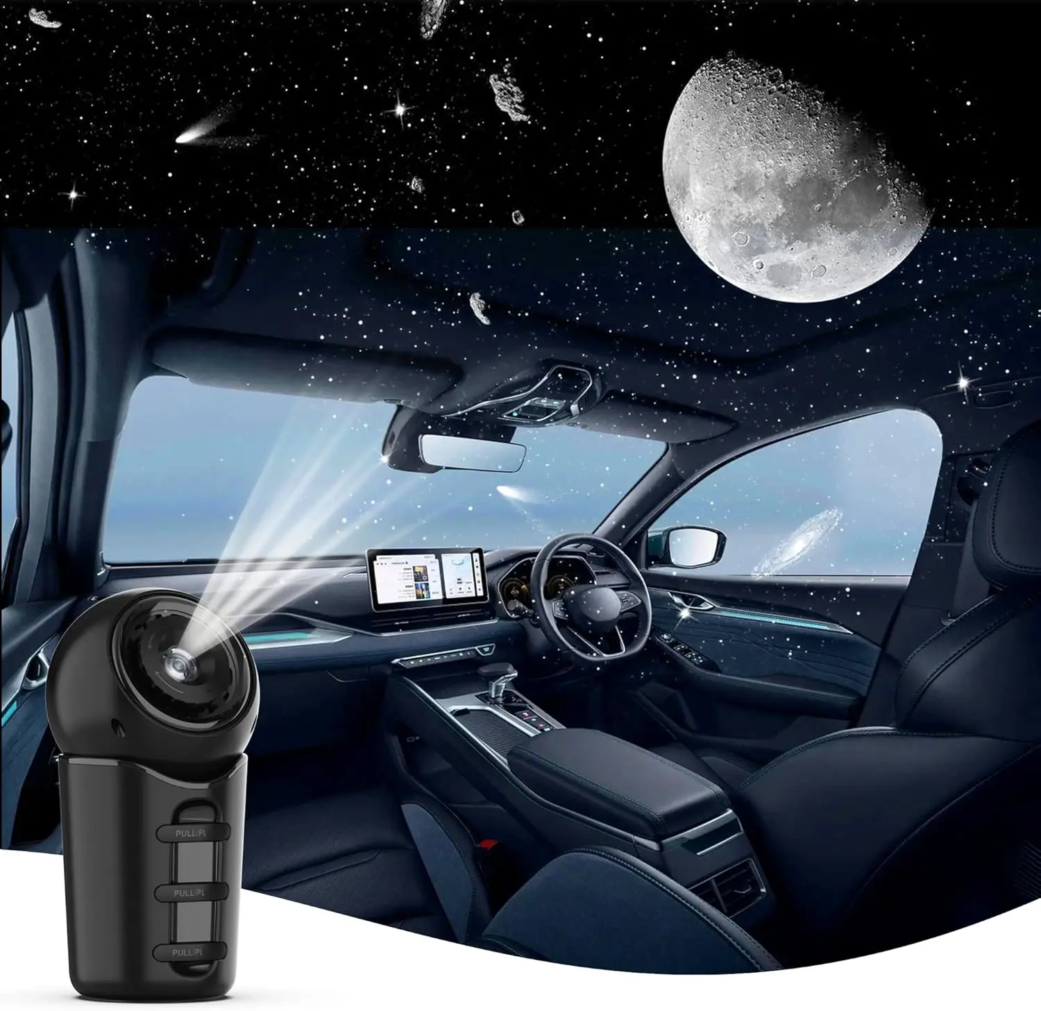 휴대용 4 in 1 USB 충전식 별이 빛나는 은하계 프로젝터 무드등, 아이들 침실 자동차 캠핑 장식용 로맨틱 무드등