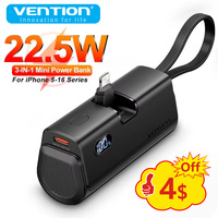 Vention Mini Power Bank Pocket Capsule Powerbank PD Fast Charg Auxiliary Battery Lightning Plug Play External Battery for iPhone