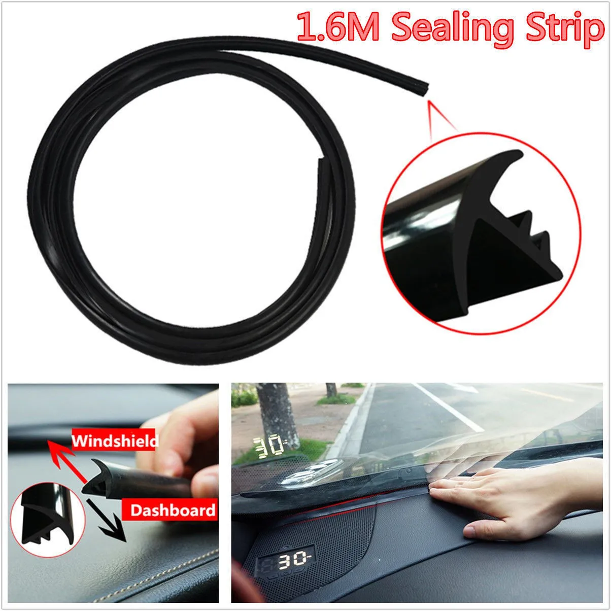 1.6M Sealing Strips 20mm Black Dustproof Soundproof T-Shape Weatherstrip Windproof Front Parts.Accessories Rubber