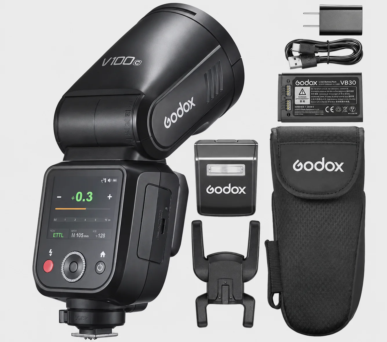 Godox V100 C/N/S/F/O Wireless TTL Li-ion Round Head Camera Flash 100Ws Touch Screen Speedlite for Canon Sony Nikon Fuji Olympus