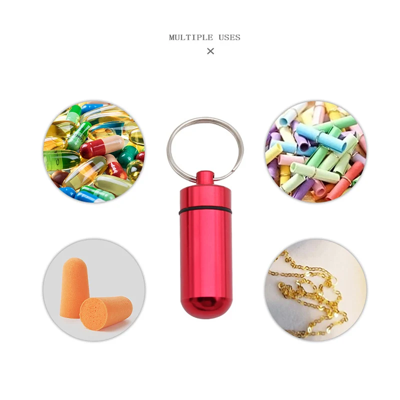 Portable Mini Brass Sealed Capsule Waterproof Pill Box Camping Firstaid Pendant Travel Outdoor Portable Pill Case