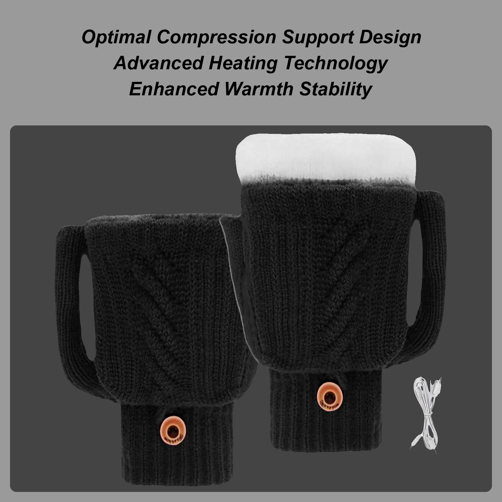 USB Heated Gloves USB Heated Mittens Washable Thermal Mittens For Cold Weather Skiing Cycling Hiking Fishing Outdoor Indoor