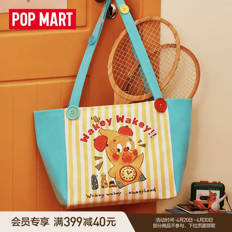 

Pop Mart Tote Bag Canvas Large Capacity Wakey Wakey Star Man Series Shoulder Bag For Daily Shopping Travel Work Commute Gift
