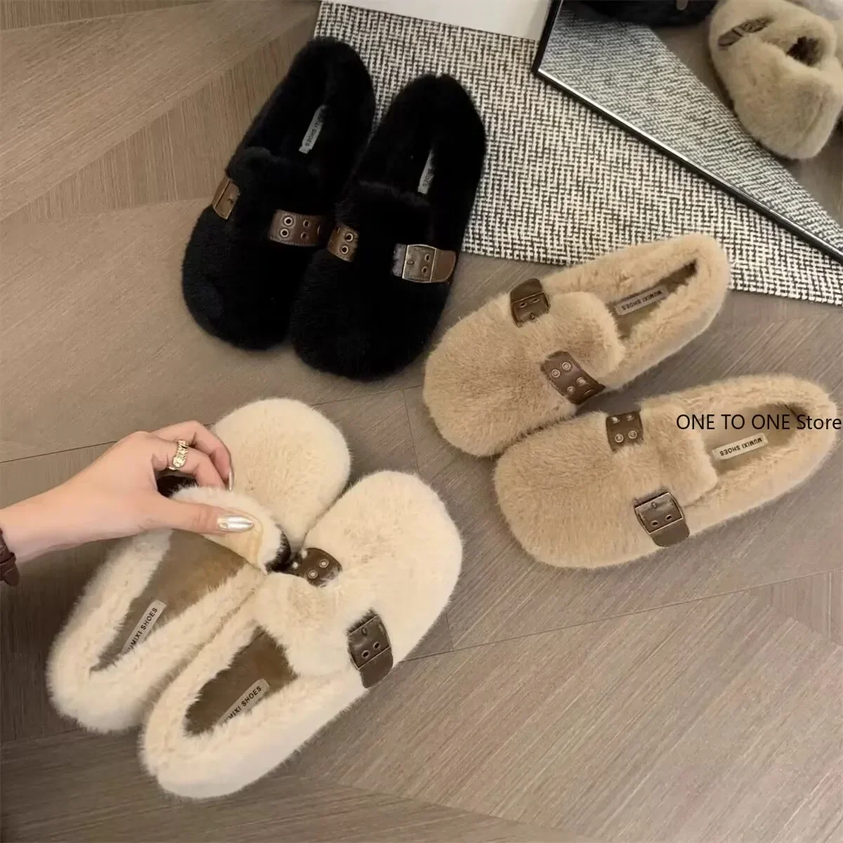 

Women's Flats Moccasins Winter Retro New Slip On Modis Moccasin Shoes Loafers Fur Casual Female Sneakers Slip-on Platform Boots