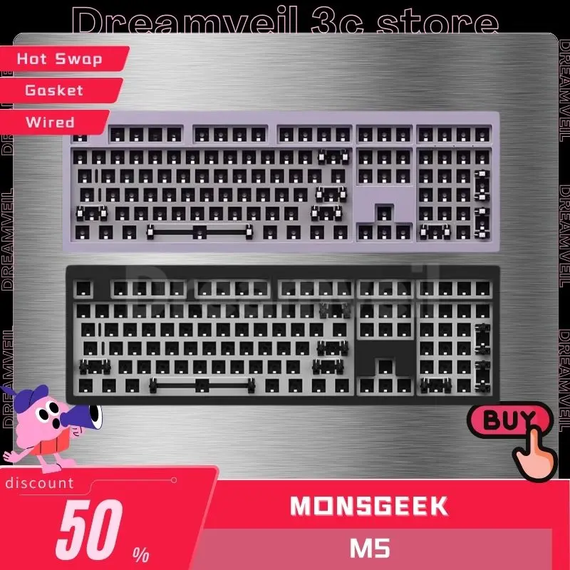 

Механическая игровая клавиатура Monsgeek M5, набор на заказ, игровая Проводная клавиатура RGB, клавиатура с горячей заменой 108 клавиш, прокладка, клавиатура «сделай сам», подарок для мальчика