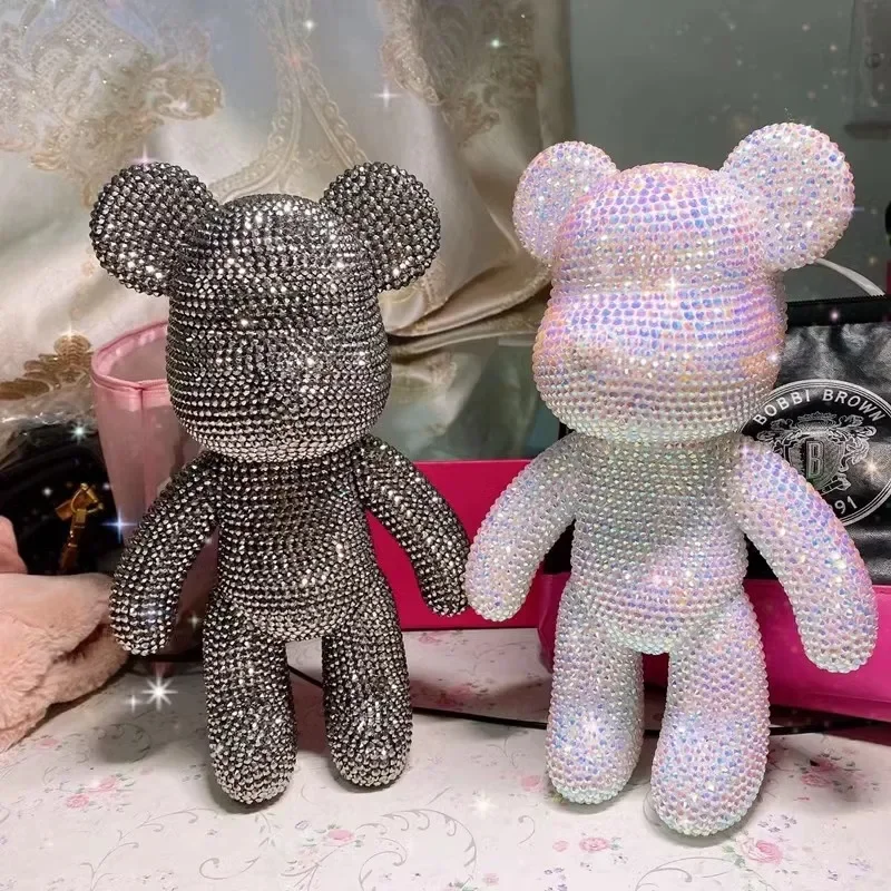 Estatua de oso de cristal autoadhesiva, bricolaje, diamantes de imitación, Bearbrick, decoración de oso violento, apliques brillantes, decoración de