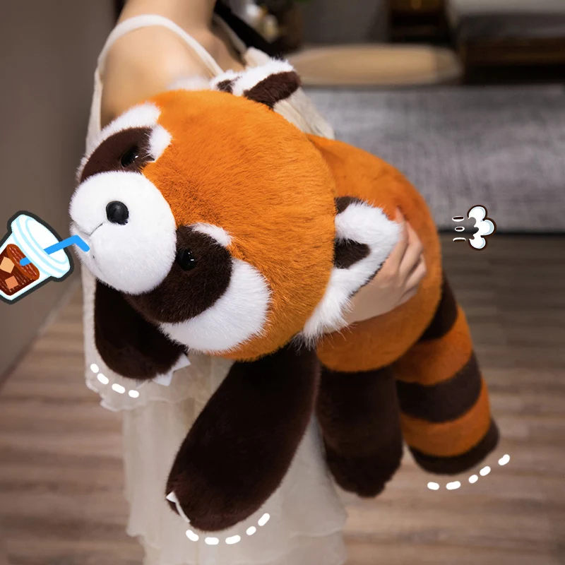 50/60/80CM Lying Red Panda Plush Toys Lifelike Firefox Stuffed Cartoon Animal Doll Soft Raccoon Pillow