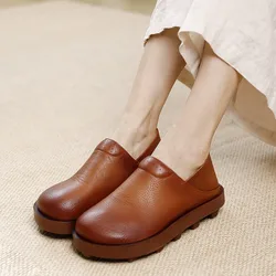 GKTINOO Vintage 2024 autunno nuove scarpe basse con suola spessa da donna fatte a mano con punta tonda tinta unita comode scarpe Slip-on per il tempo libero