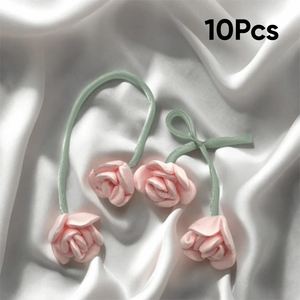 

10Pcs Handmade Double Head Rose Flowers DIY Craft Crochet Decoration 3D Flower Patches Artificial Rose Bow Flowers