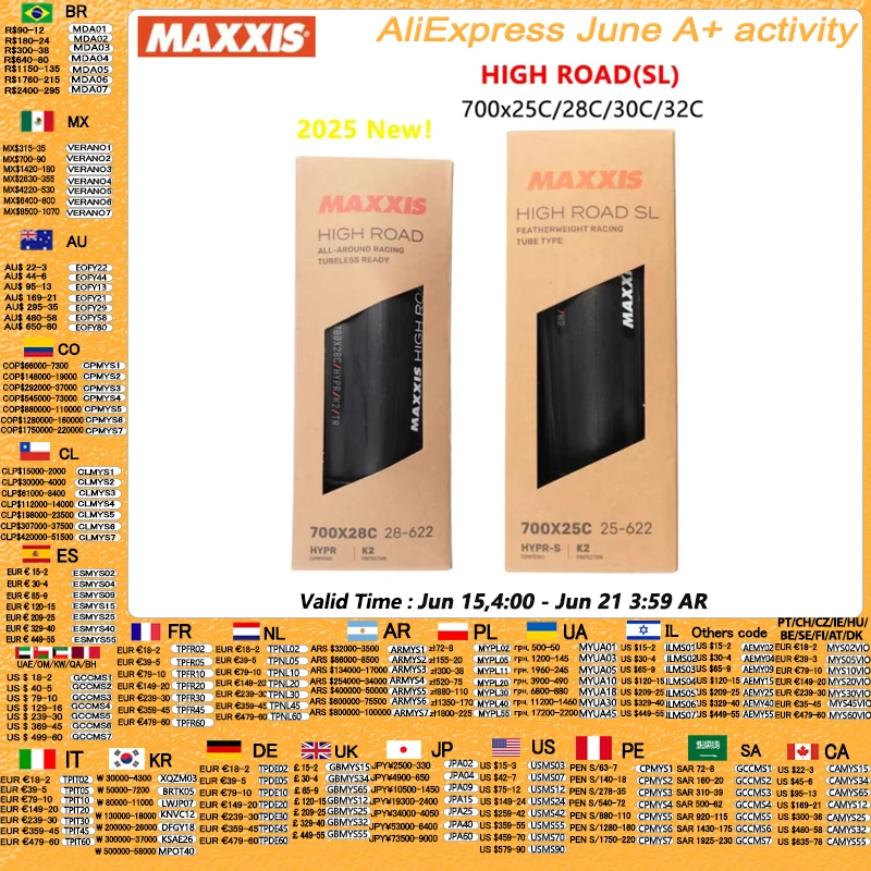 MAXXIS New HIGH ROAD SL Road Bicycle Tires Ultra light Tubeless