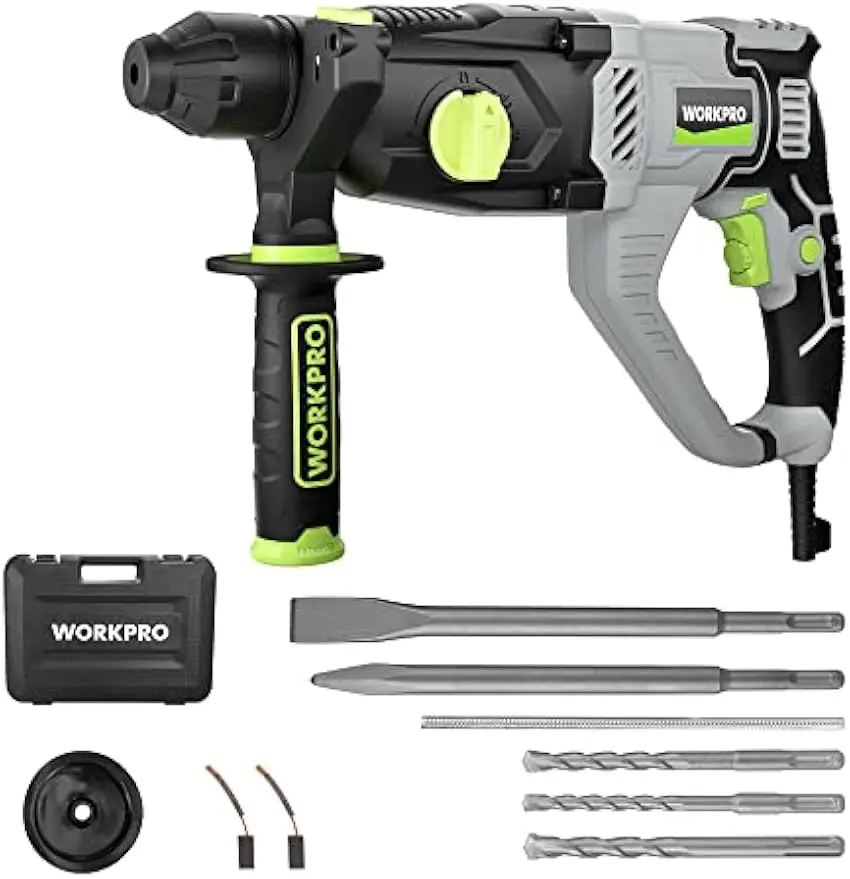 

1-1/4 Inch SDS-Plus Rotary Hammer Drill, 7.5AMP Lightweight Corded for Concrete Demolition with 5 Bits