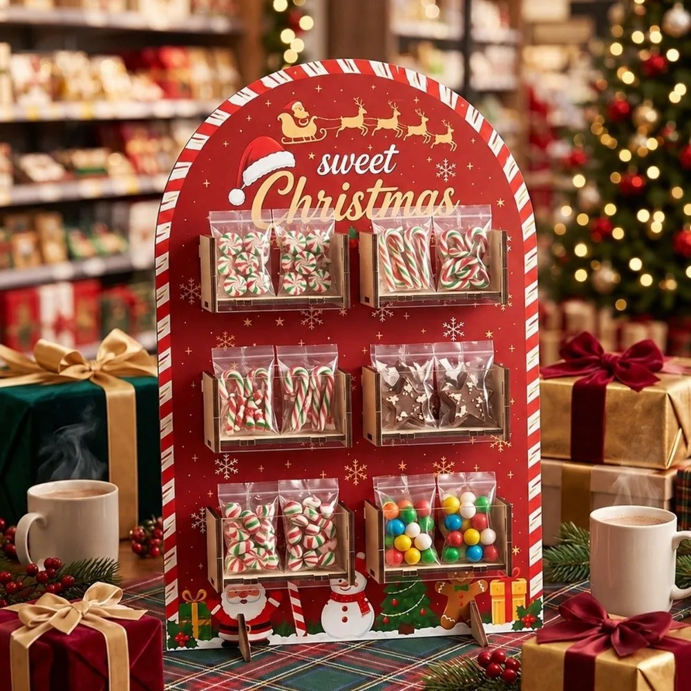 Xmas Tree Christmas Candy Display Rack Snowflake Wooden Desktop Ornament Santa Claus Decoration Dim Sum Display Tray New Year