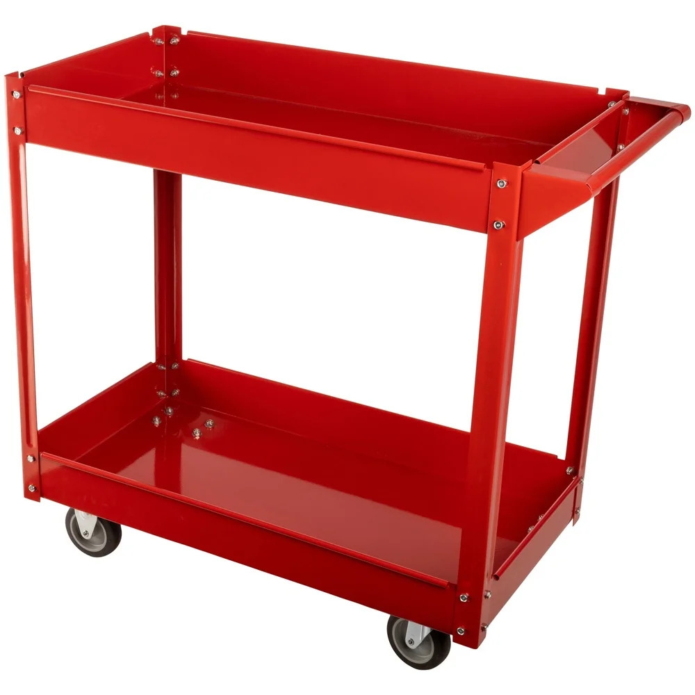 2-Tier Rolling Tool Cart Utility Service Cart with Wheels Heavy Duty Maintenance Garage Storage Mobile Work Cart 330lb