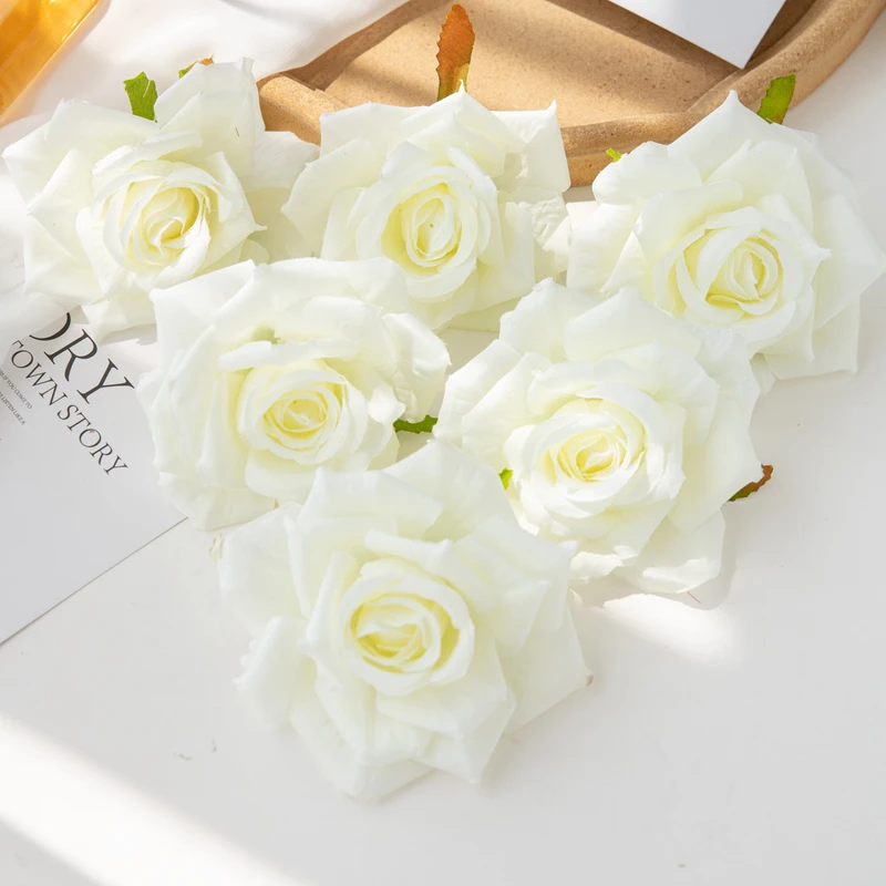 100PC 10CM Wholesale Artificial Flowers for Scrapbook Christmas Home Decor Wedding Garden Rose Arch Fake Silk Head Candy Box image 3