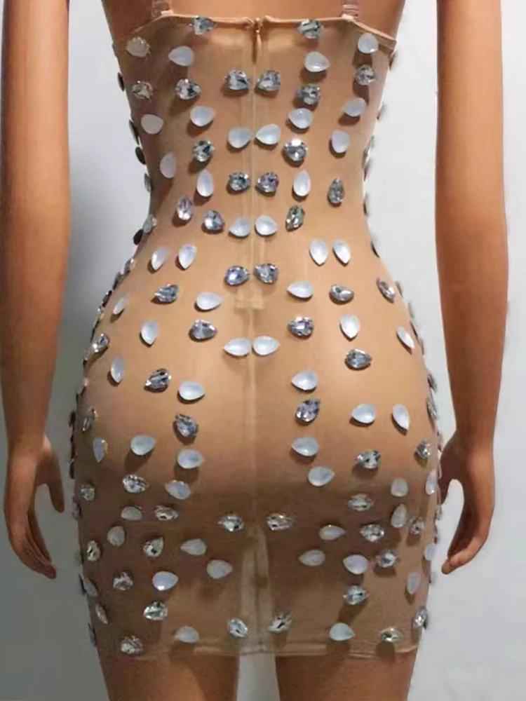 Hoge kwaliteit hete kraal sexy jarretel doorzichtige mesh jurk 2025, nieuwe mode aangepaste dameskleding